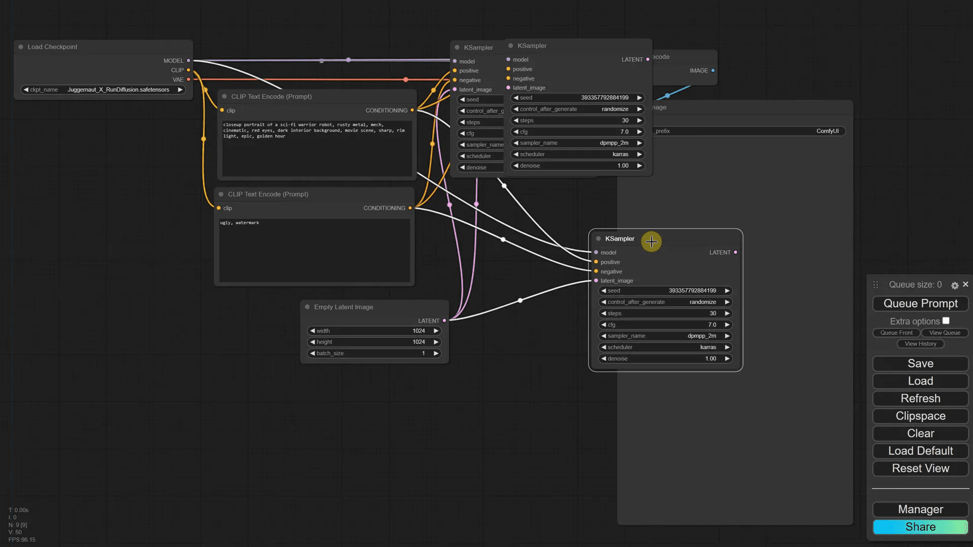 การปรับค่าของ K Sampler Nodes