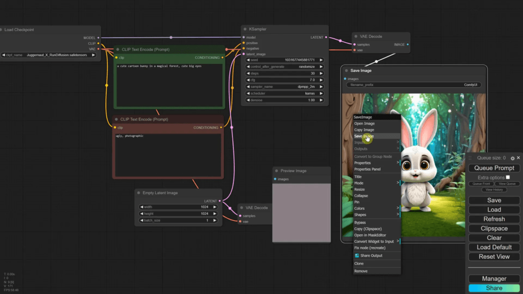 การบันทึกและเรียกดูภาพใน ComfyUI