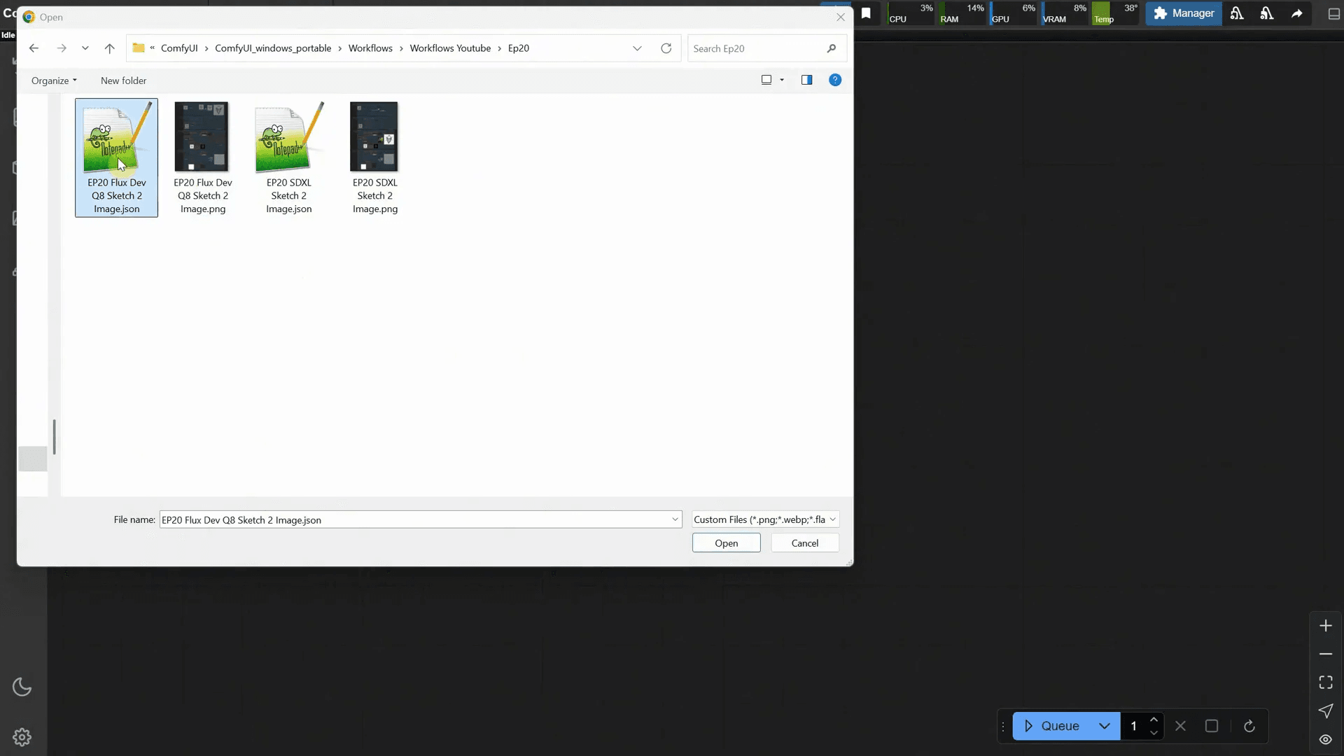 การแสดงเวิร์กโฟลว์ใน ComfyUI