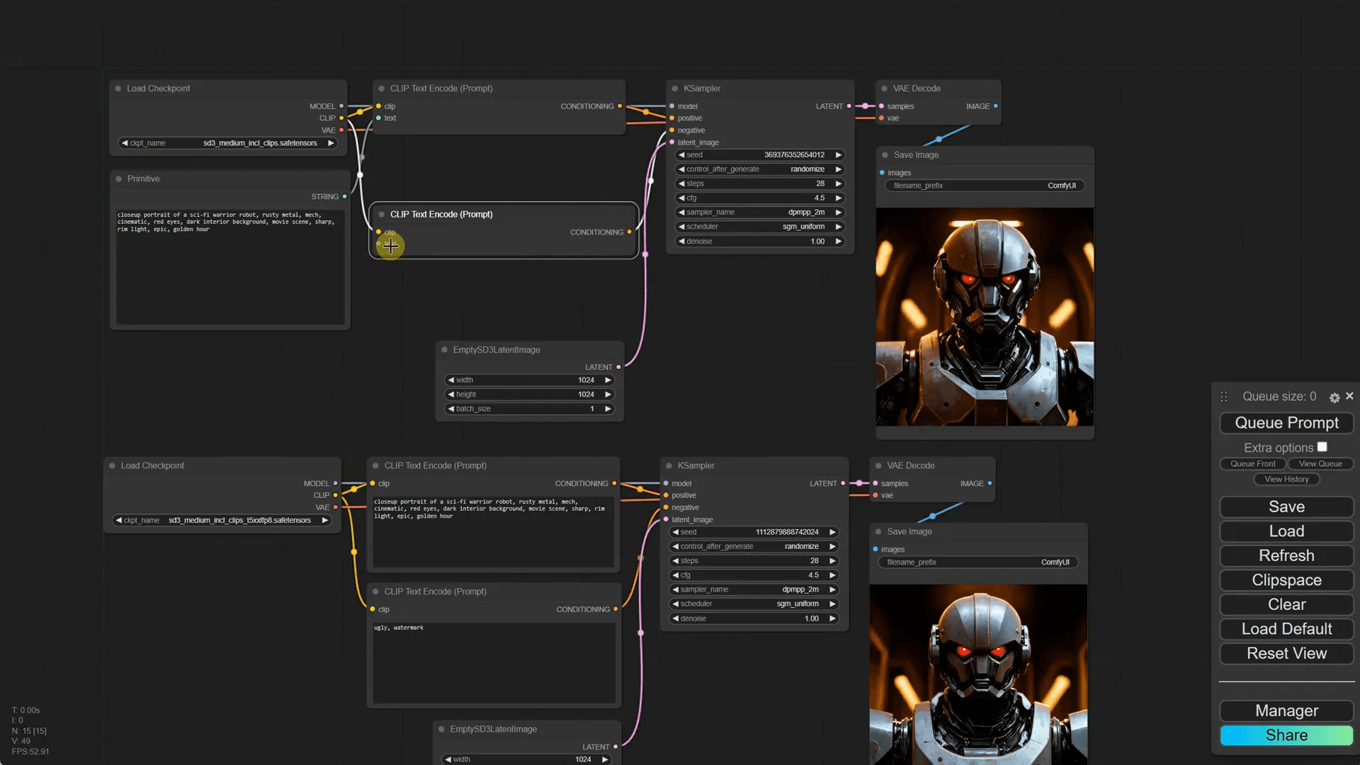 การตั้งค่า negative prompt เป็น input