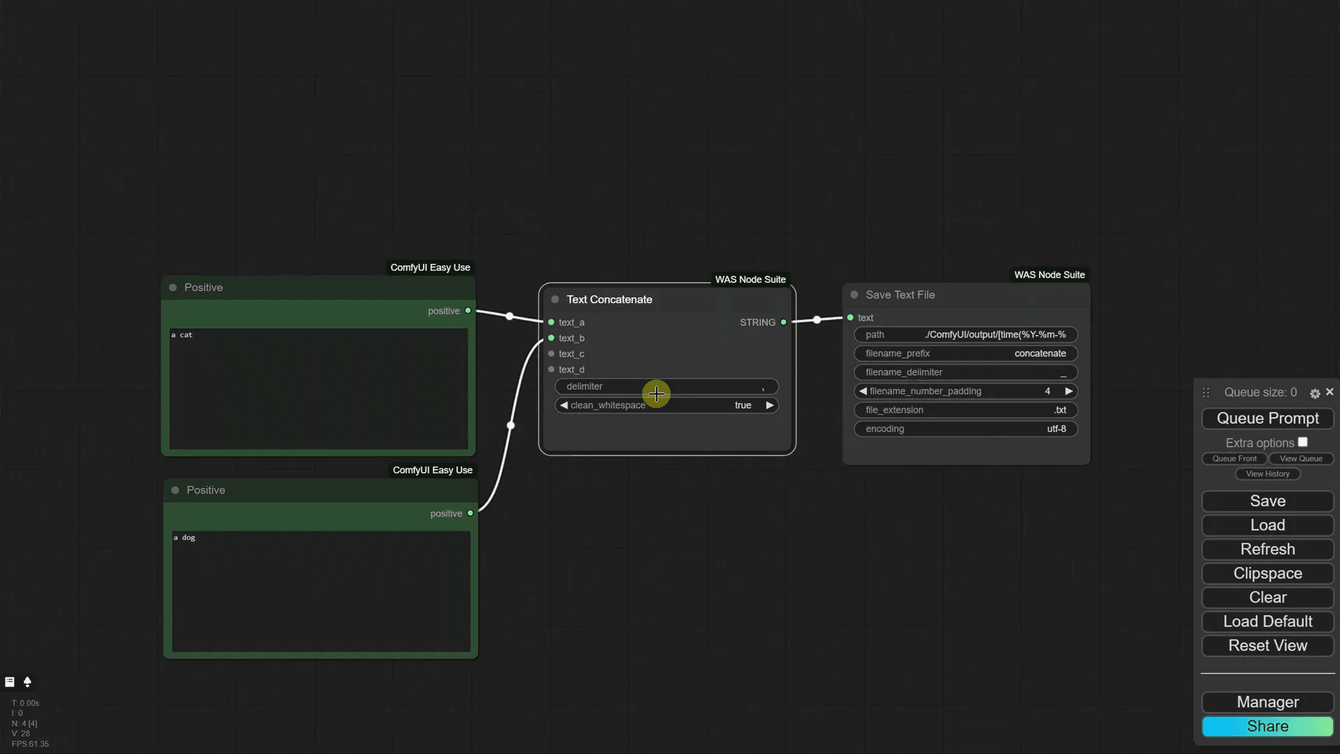การตั้งค่า Delimiter ใน Text Concatenate Node