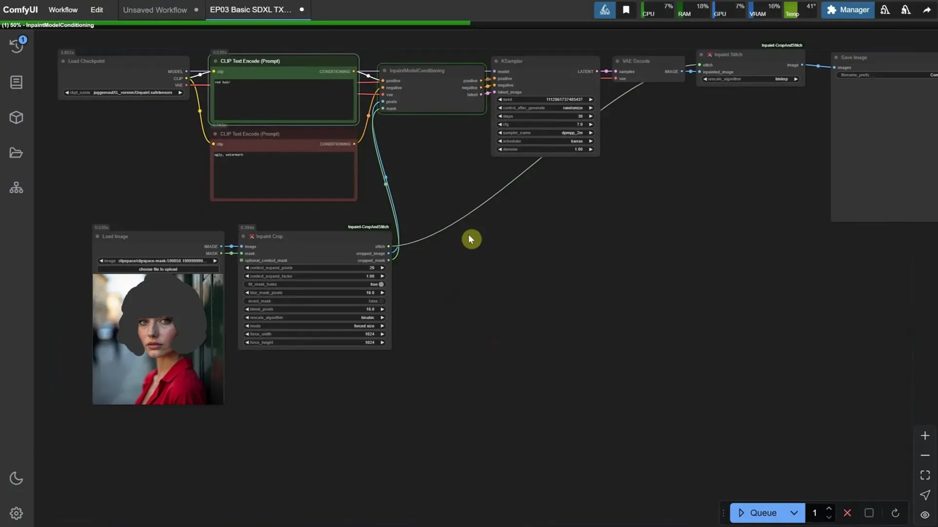 Running Workflow for Inpainting