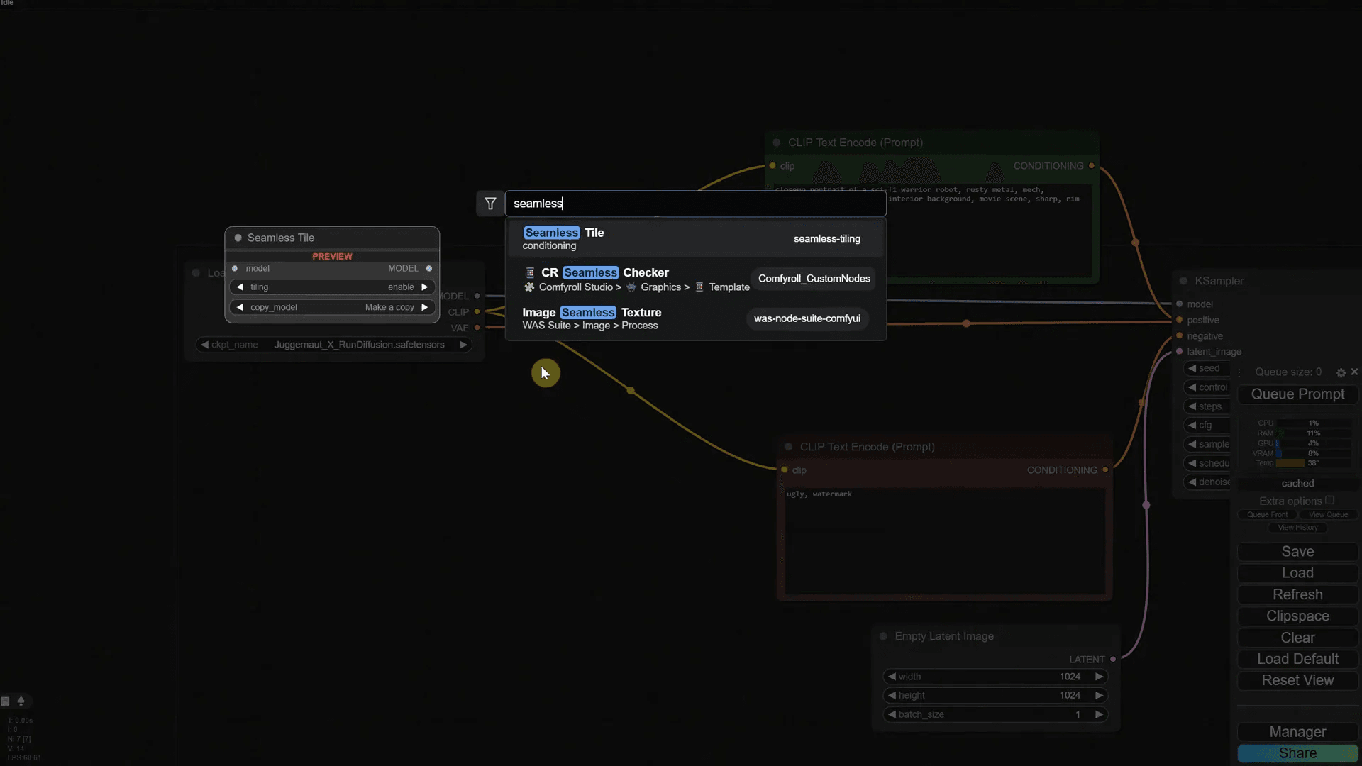 เชื่อมต่อ Seamless Tile Node