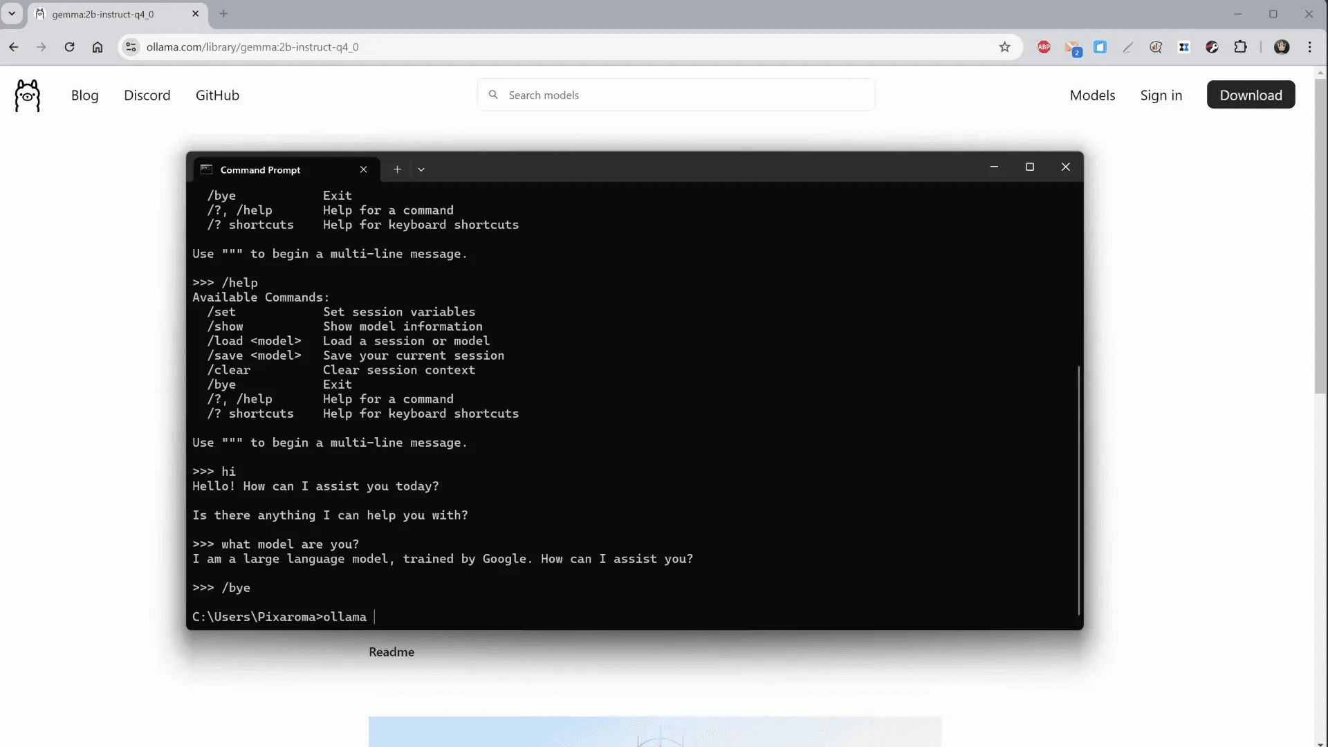 การใช้คำสั่งในการสื่อสารกับโมเดล
