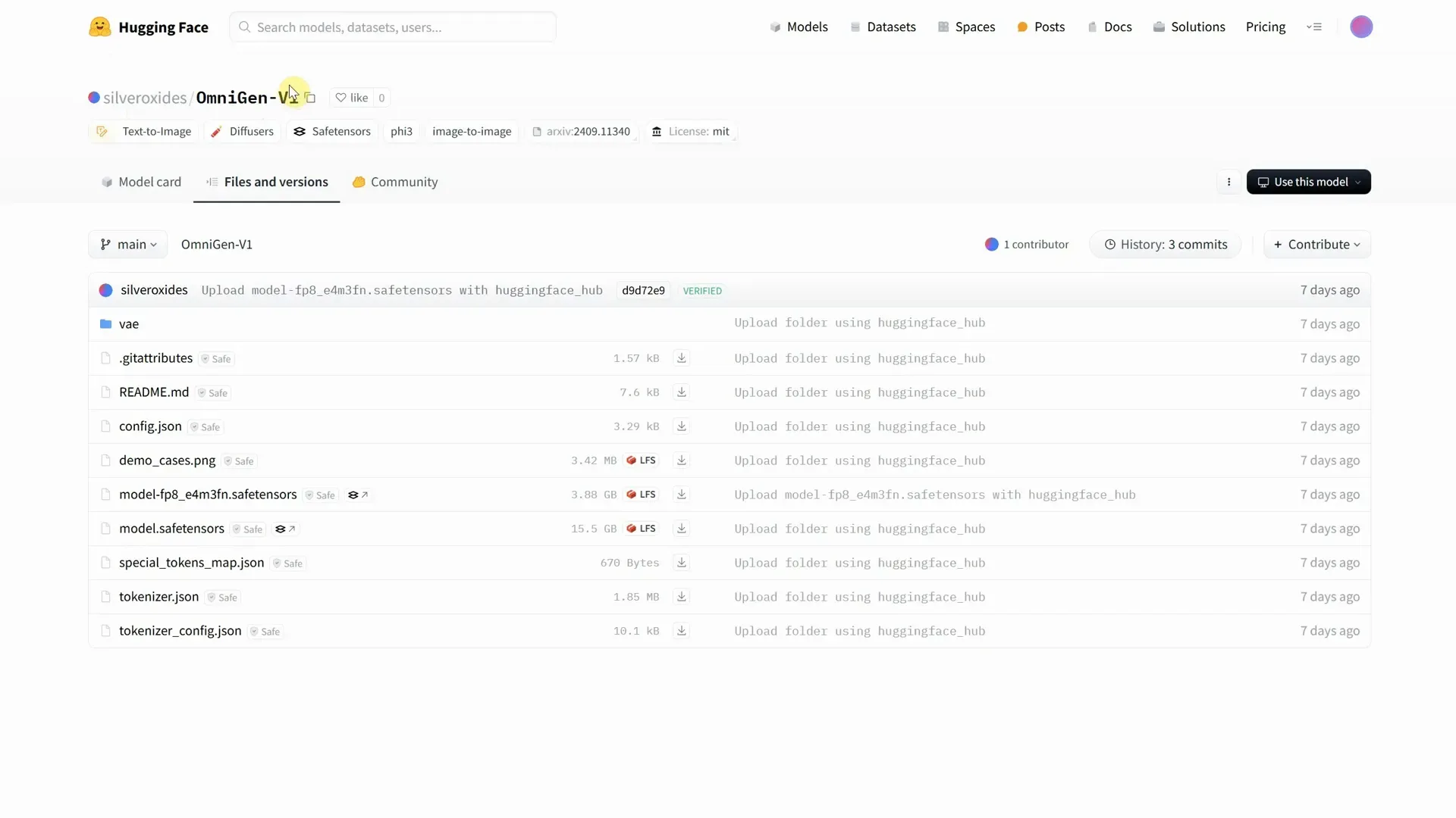 การดาวน์โหลดโมเดล OmniGen ขนาดเล็ก