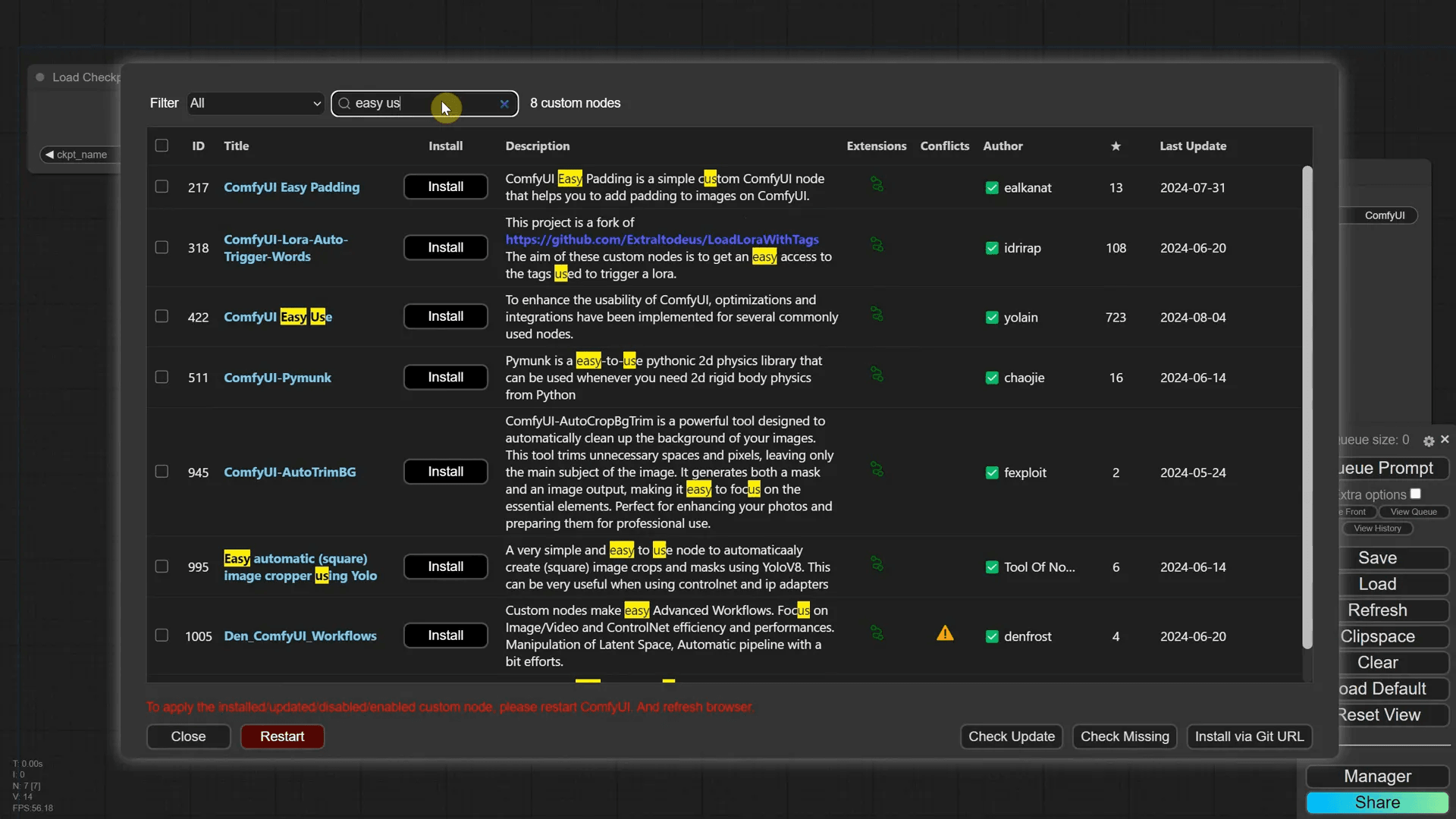 การติดตั้ง Comfy UI Easy Use Node