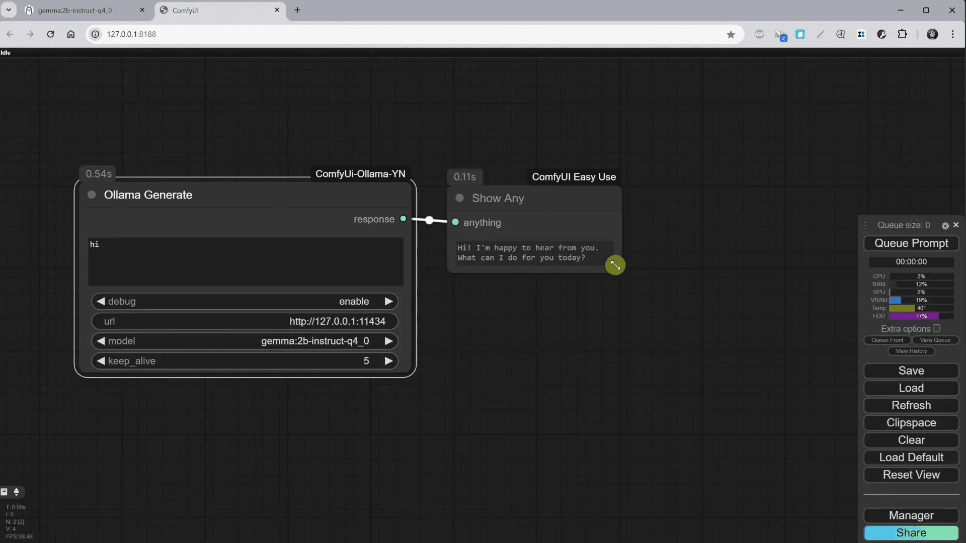 การสร้างโหนด AL Generate Advanced ใน ComfyUI
