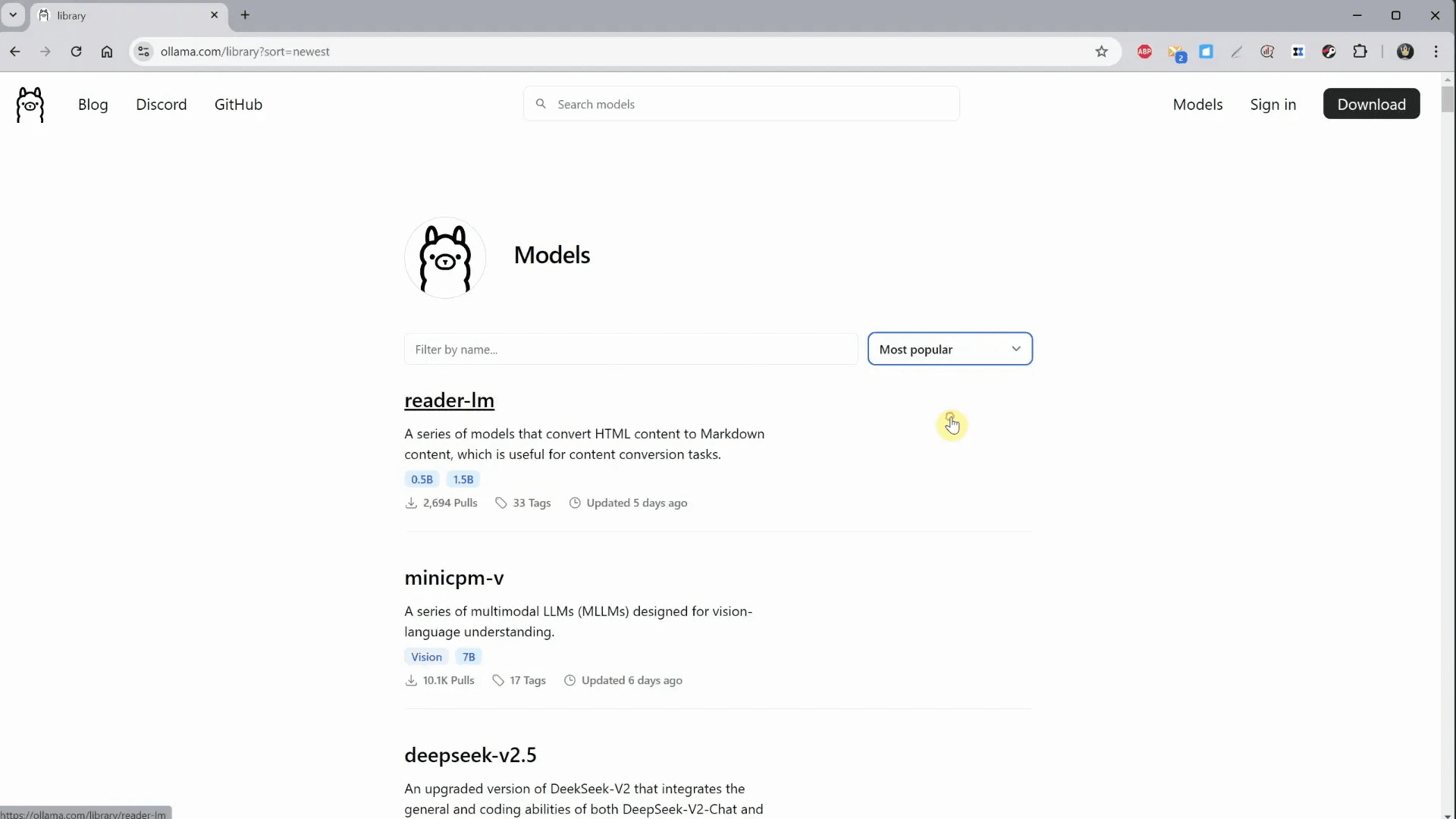 การค้นหาโมเดลใน Ollama