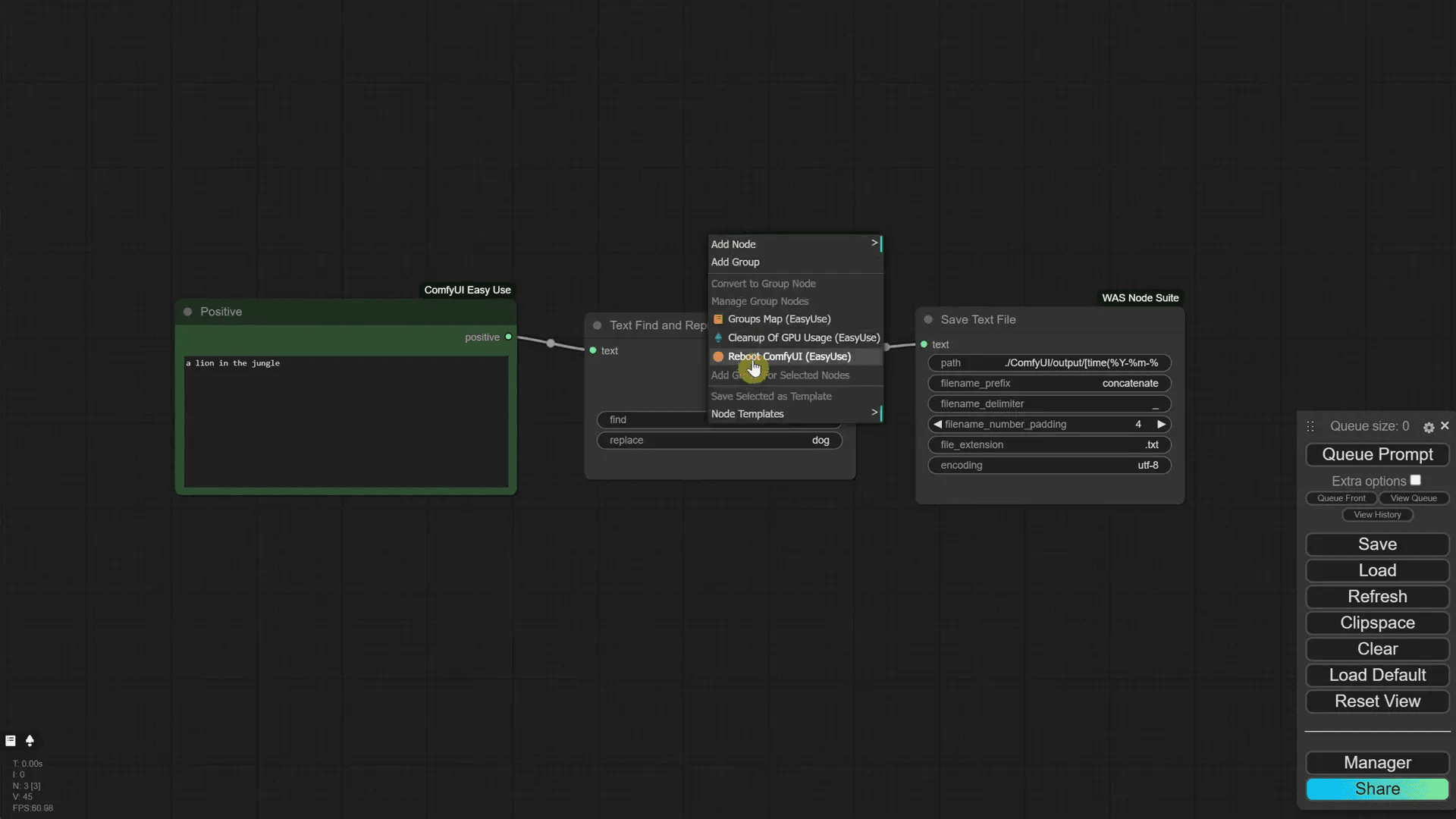 การรีสตาร์ท ComfyUI เพื่อให้การเปลี่ยนแปลงมีผล