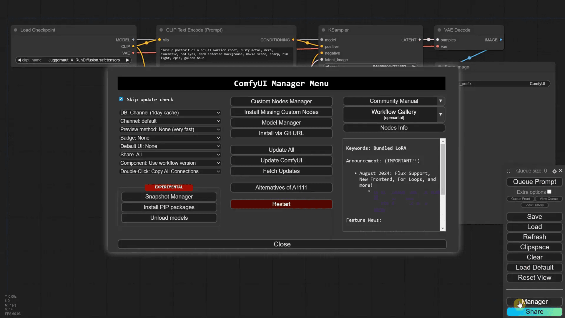 การค้นหา w node Suite ใน Custom Node Manager
