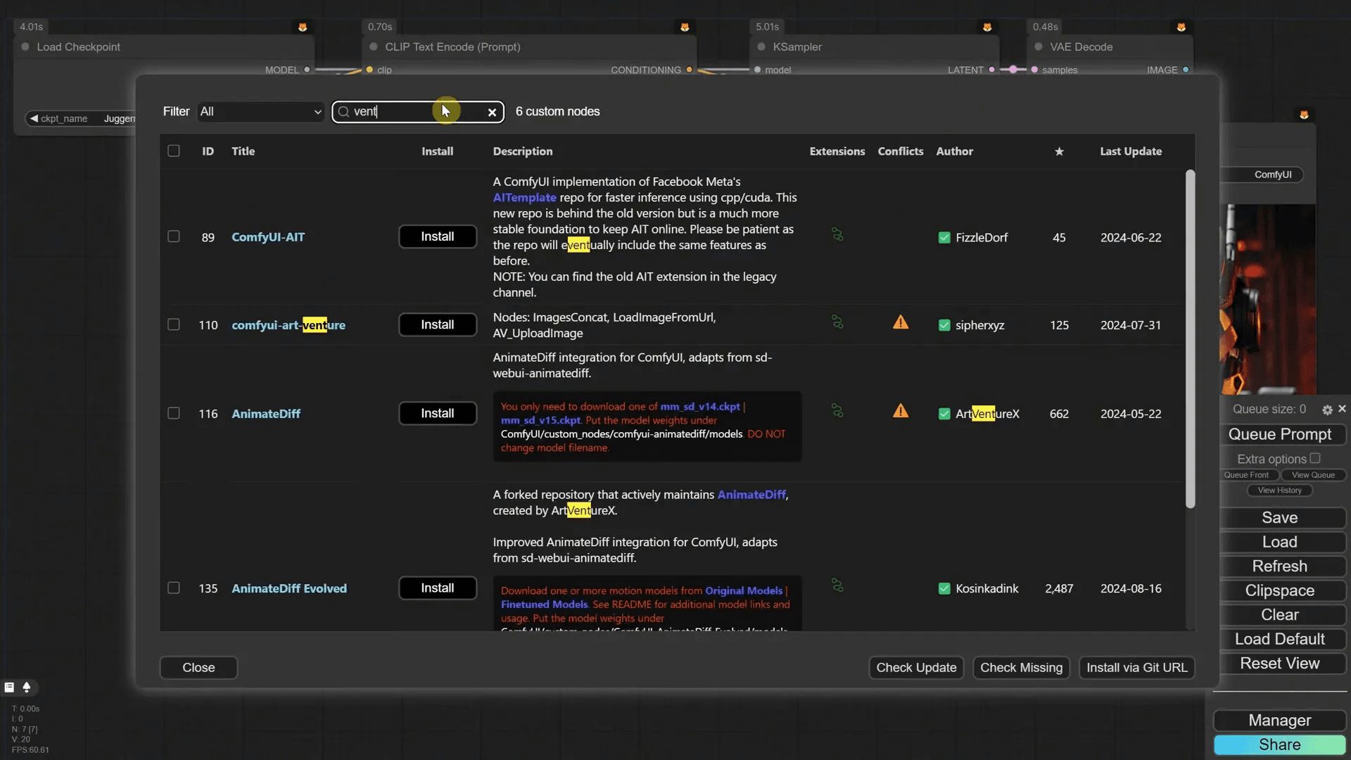 ติดตั้ง Custom Nodes สำหรับ ControlNet