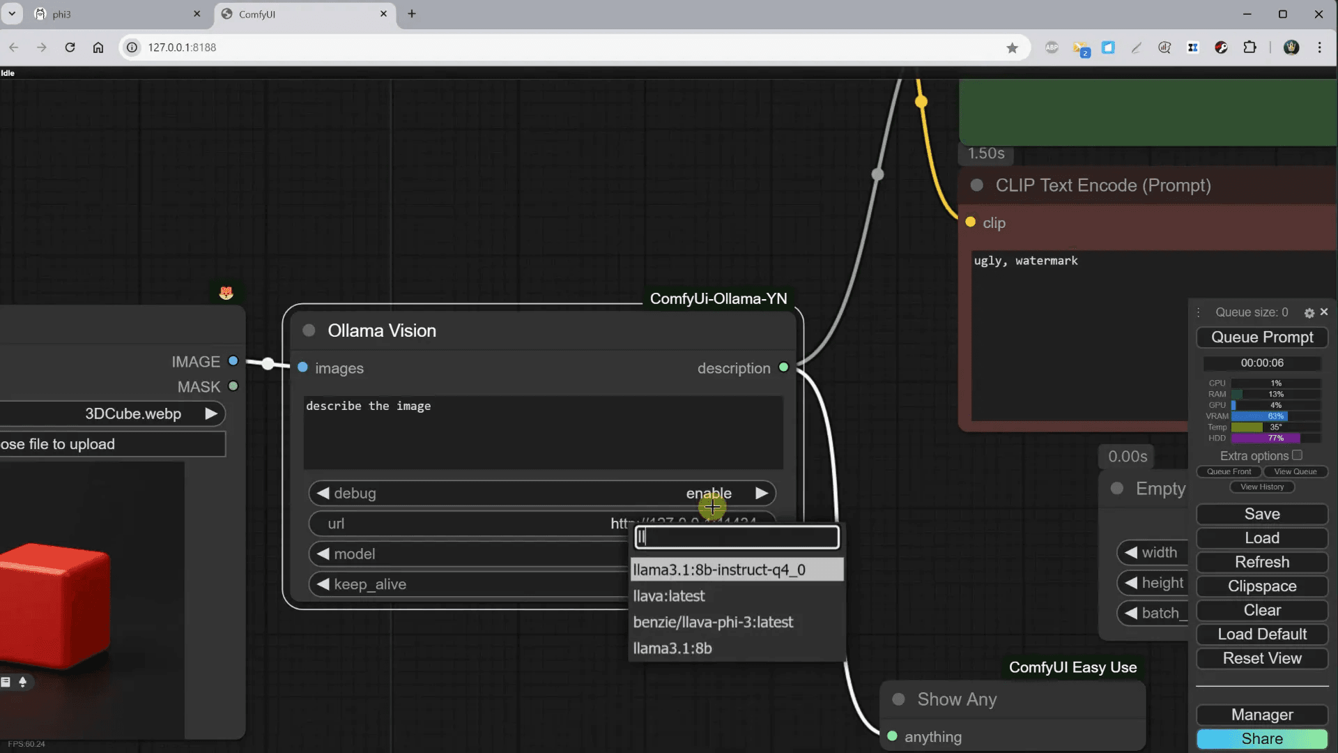 การทดลองคำสั่งที่แตกต่างกันใน ComfyUI