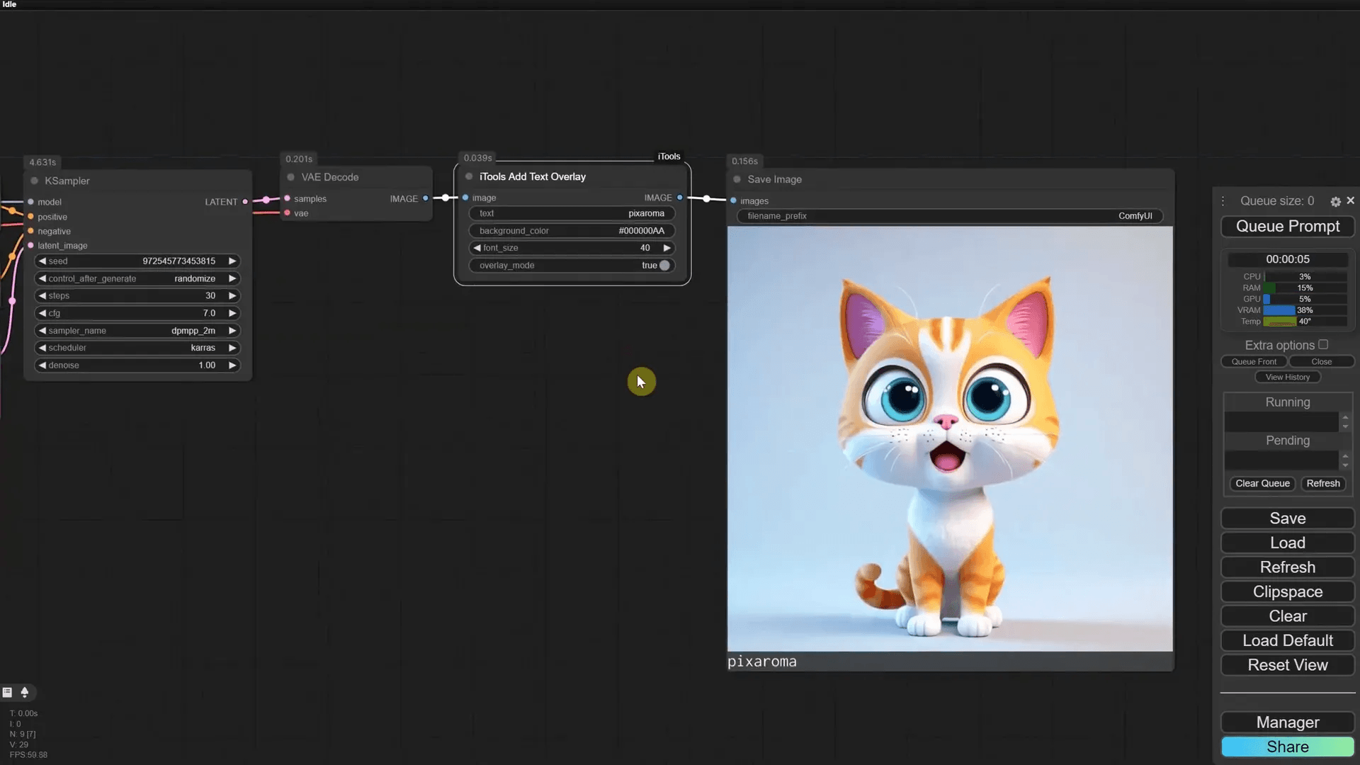 การรัน Workflow เพื่อเพิ่ม Overlay
