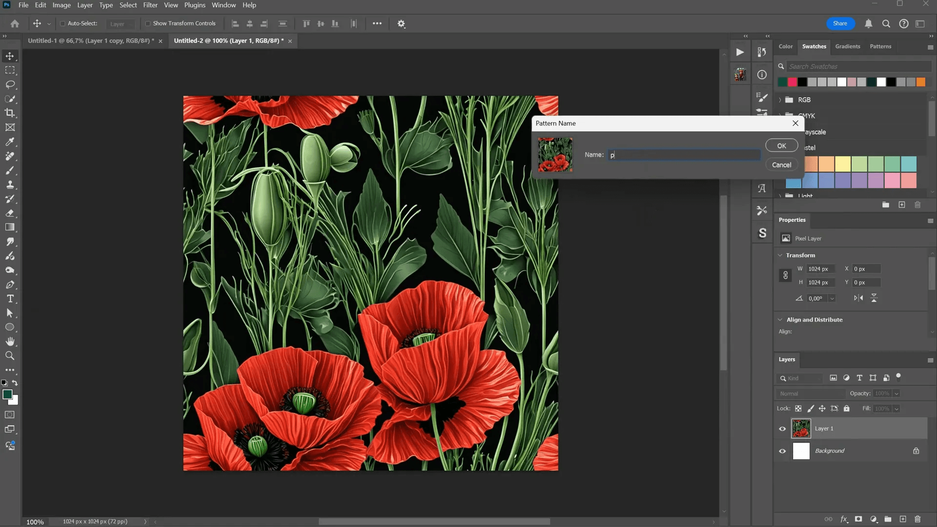 สร้าง Seamless Pattern ใน Photoshop