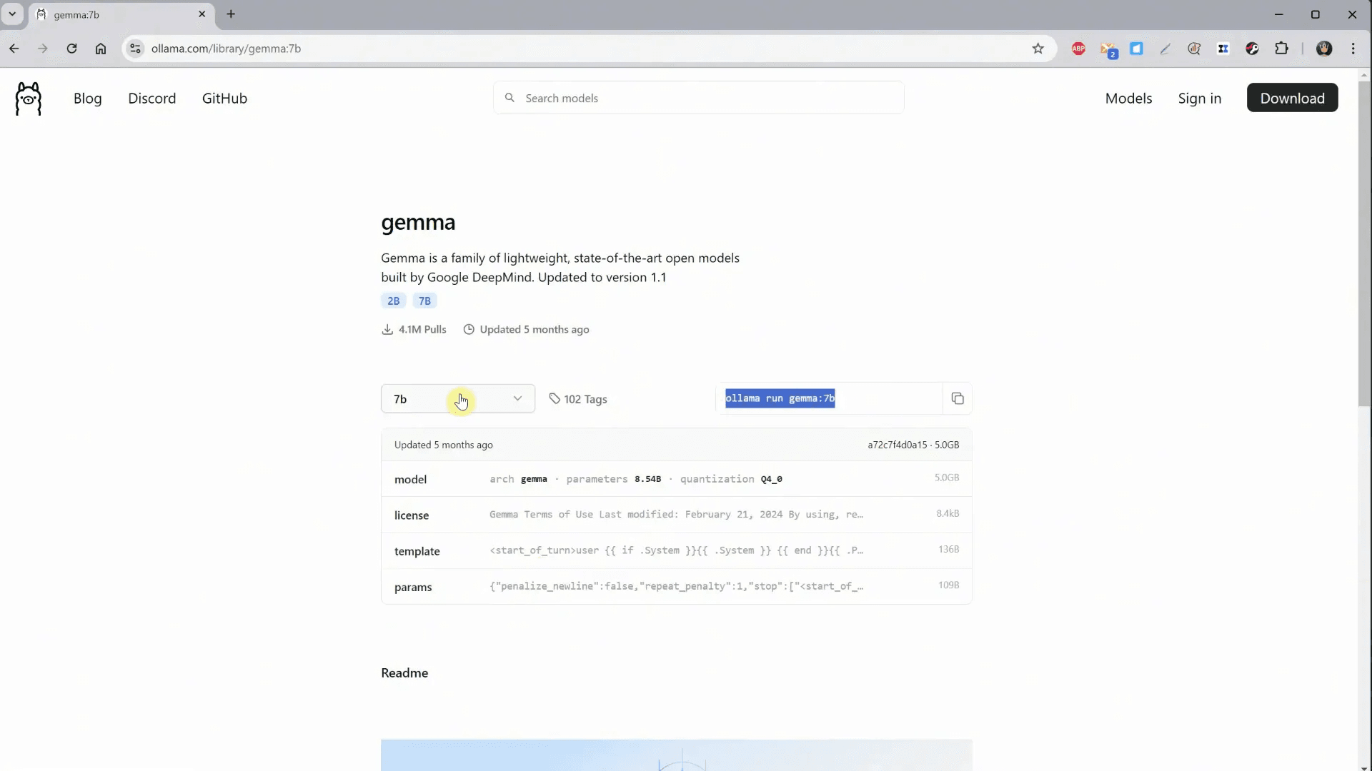 การคัดลอกคำสั่งการติดตั้งโมเดล