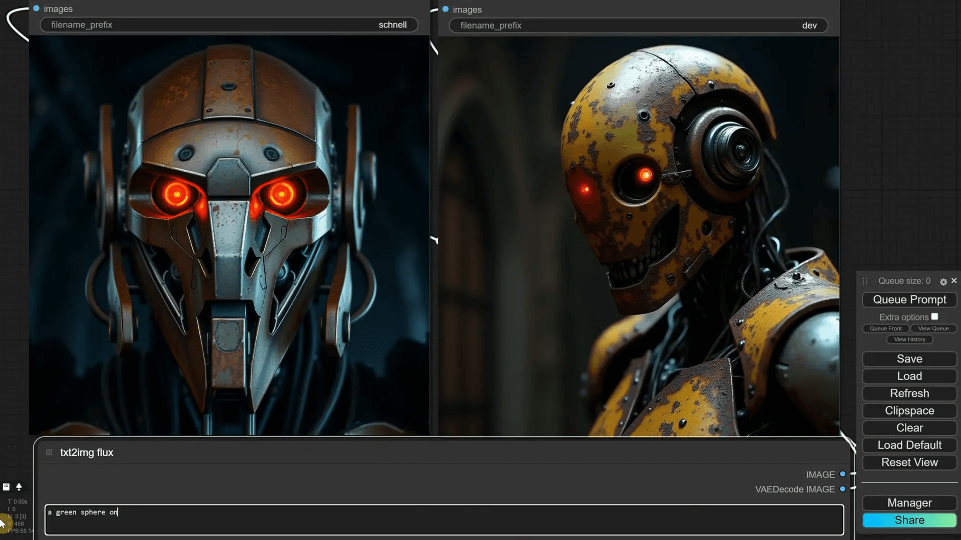 แสดงภาพเปรียบเทียบคุณภาพระหว่าง Dev และ Schnell