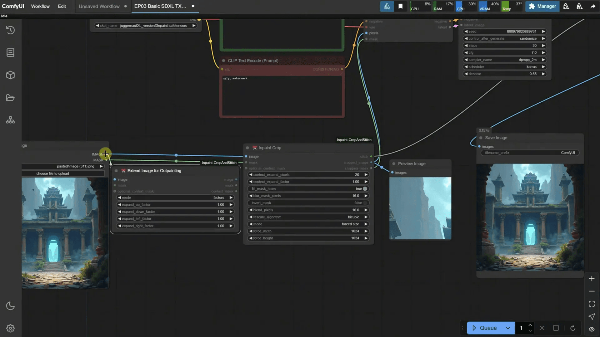 Connecting Outpainting Nodes