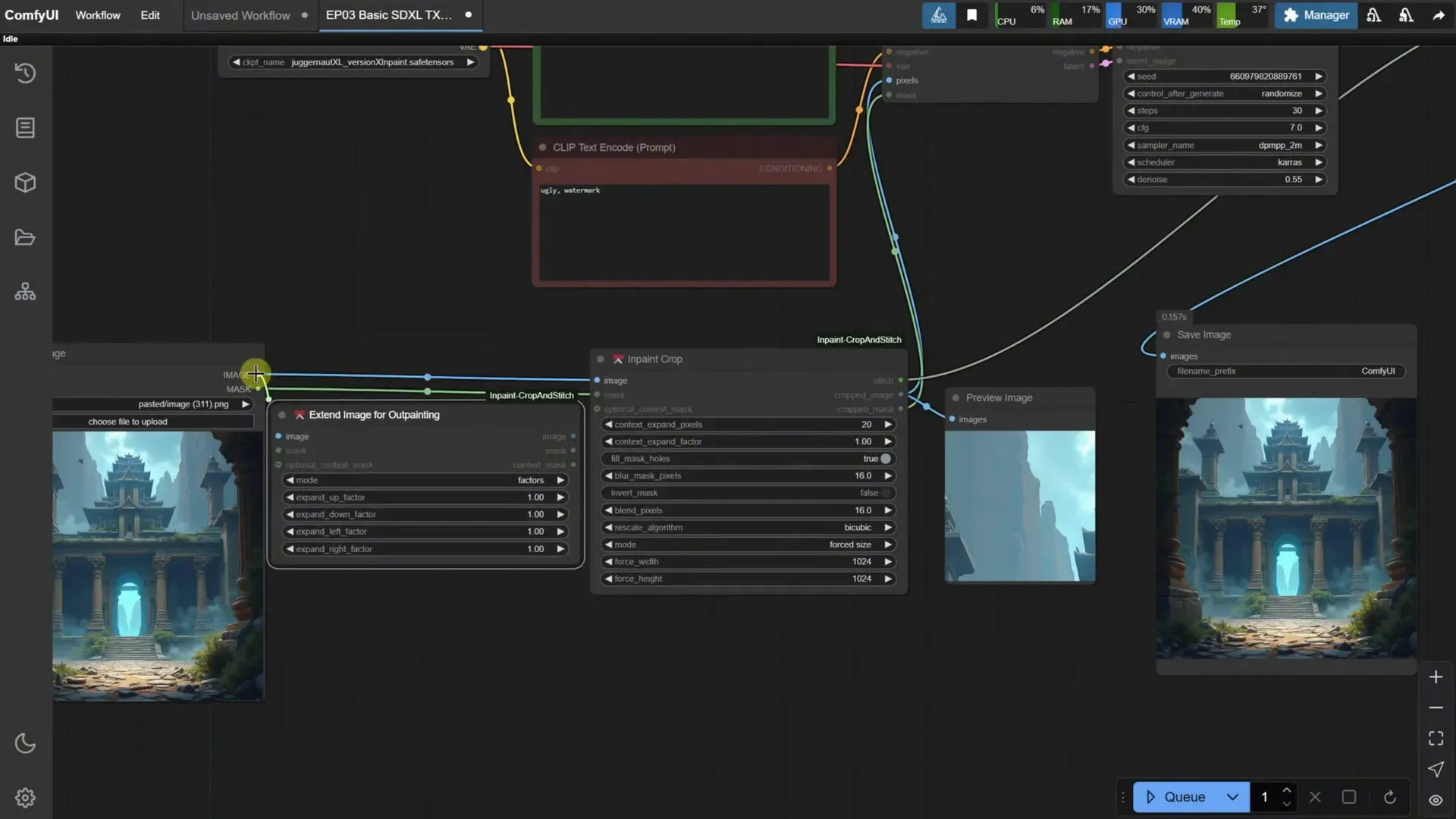 Connecting Outpainting Nodes